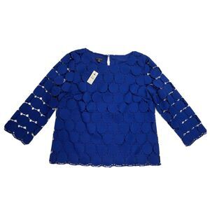 NWT Talbots Petite Blue‎ Circle Knit Top Womens Size Small Petite